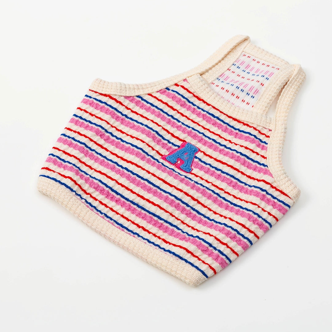 ※予約販売【andblank】A Stitch Stripe Crop Top（Pink）