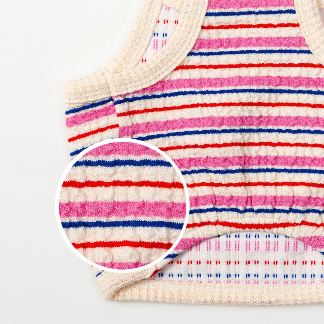 ※予約販売【andblank】A Stitch Stripe Crop Top（Pink）
