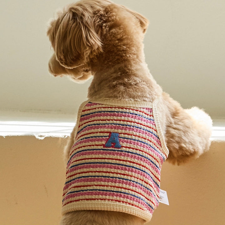 ※予約販売【andblank】A Stitch Stripe Crop Top（Pink）