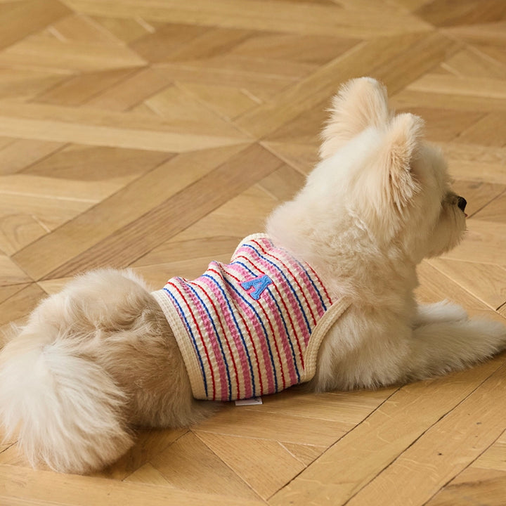 ※予約販売【andblank】A Stitch Stripe Crop Top（Pink）