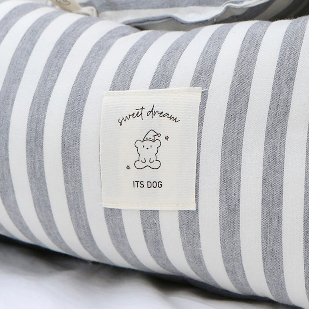 ※予約販売【ITS DOG】Basic Stripe Square Bed（Gray）