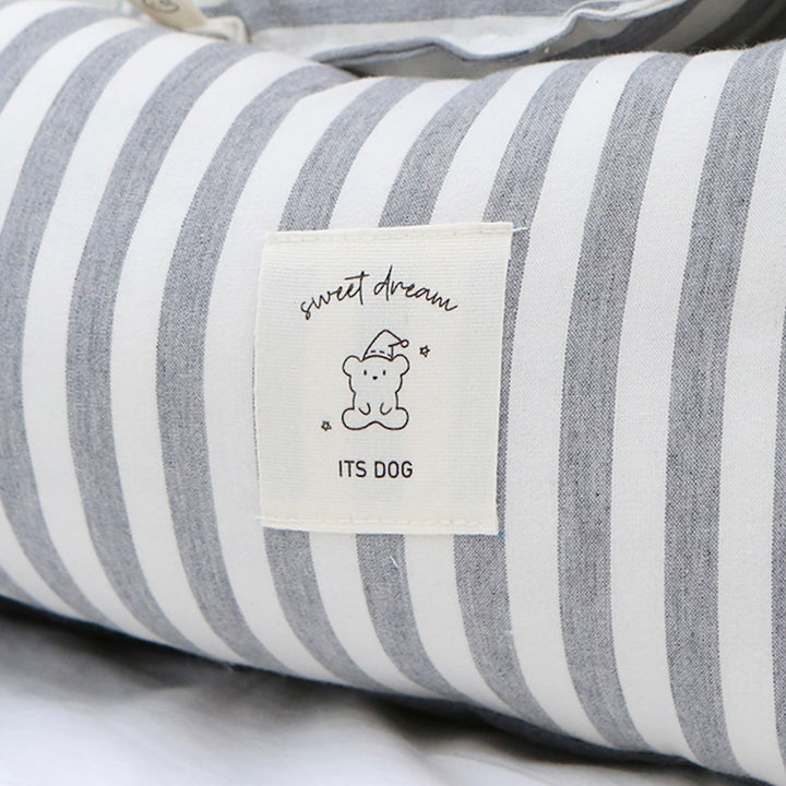 ※予約販売【ITS DOG】Basic Stripe Square Bed（Gray）
