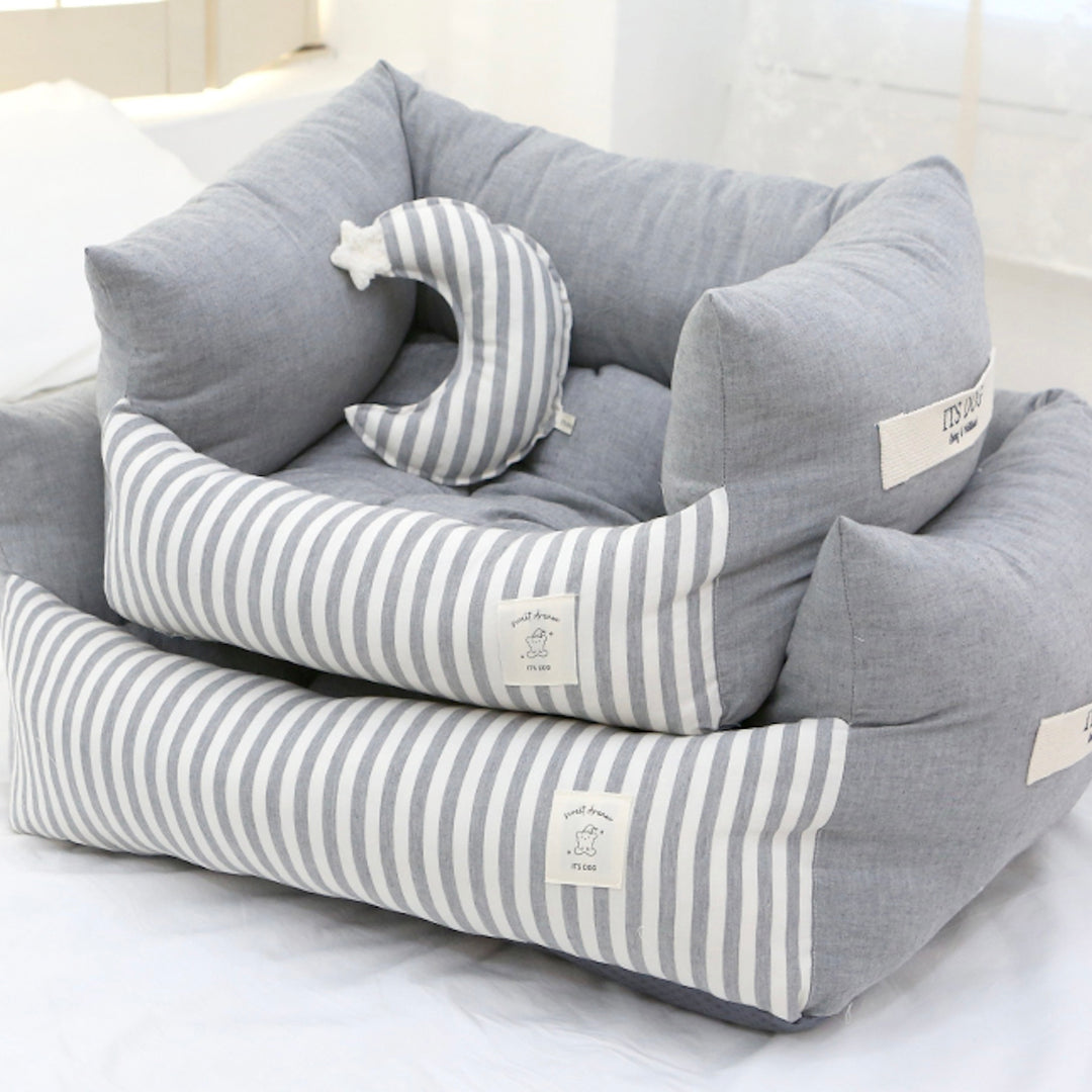 ※予約販売【ITS DOG】Basic Stripe Square Bed（Gray）