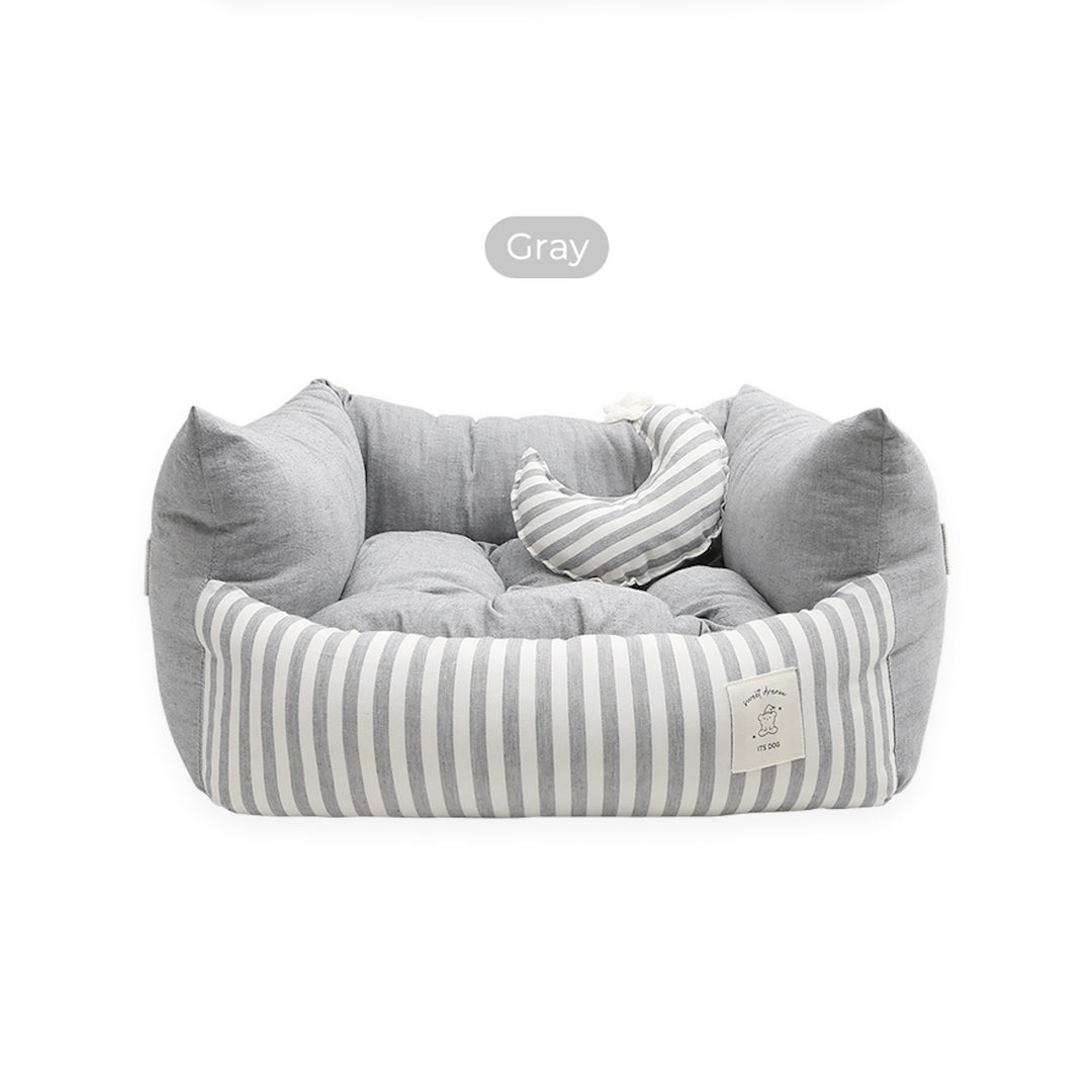 ※予約販売【ITS DOG】Basic Stripe Square Bed（Gray）
