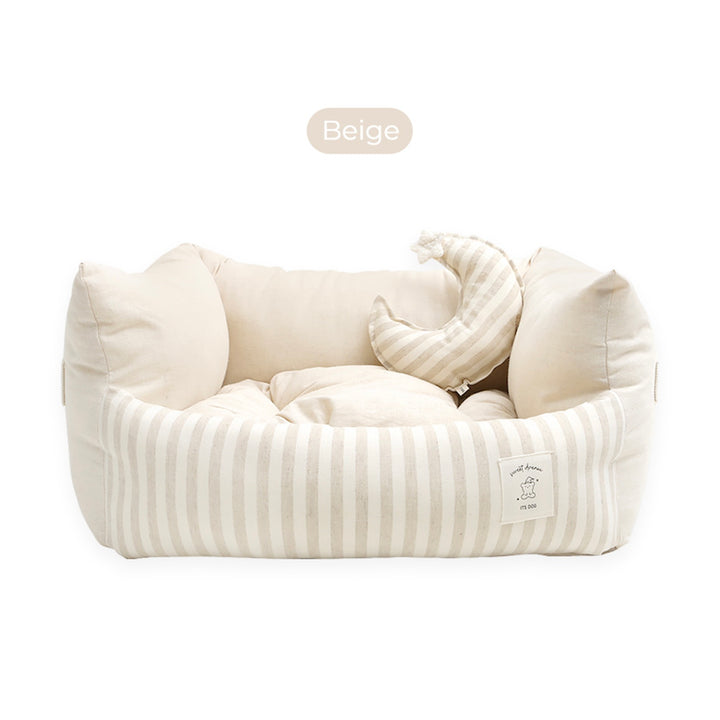 ※予約販売【ITS DOG】Basic Stripe Square Bed（Beige）
