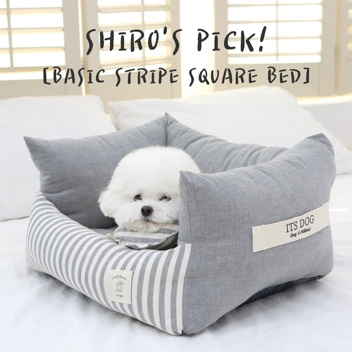 ※予約販売【ITS DOG】Basic Stripe Square Bed（Gray）