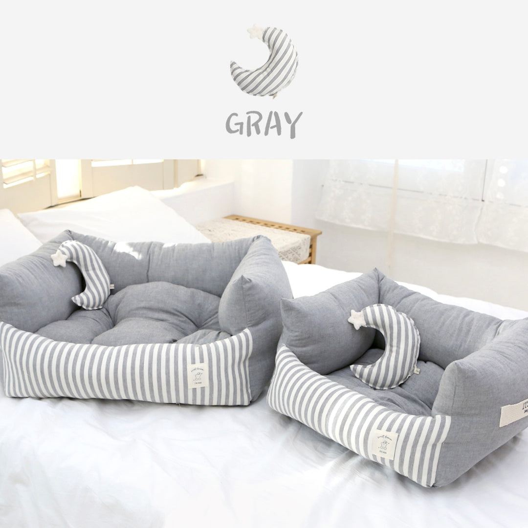 ※予約販売【ITS DOG】Basic Stripe Square Bed（Gray）