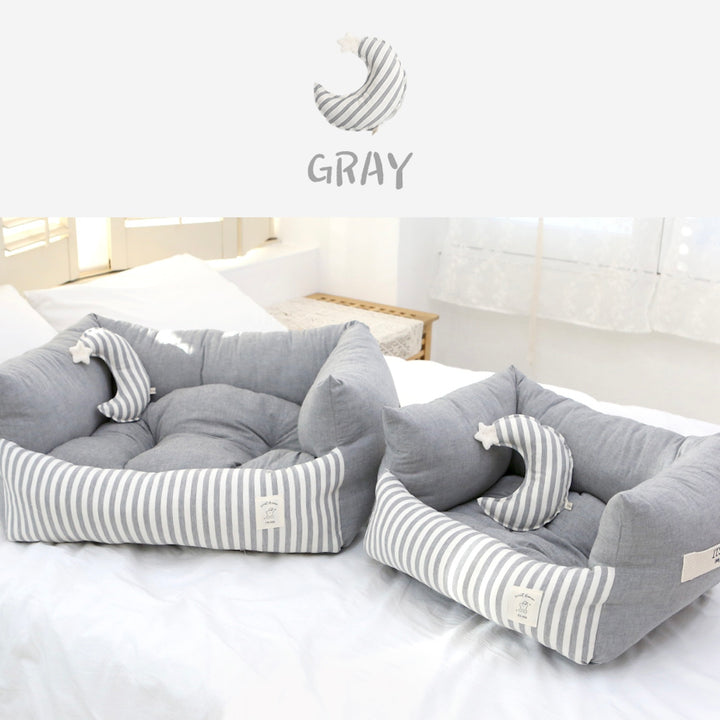 ※予約販売【ITS DOG】Basic Stripe Square Bed（Gray）