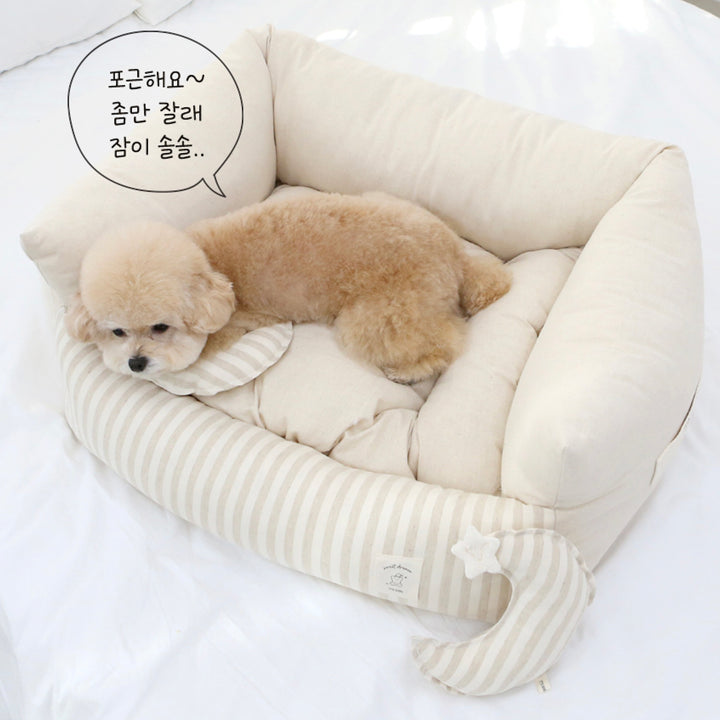 ※予約販売【ITS DOG】Basic Stripe Square Bed（Beige）