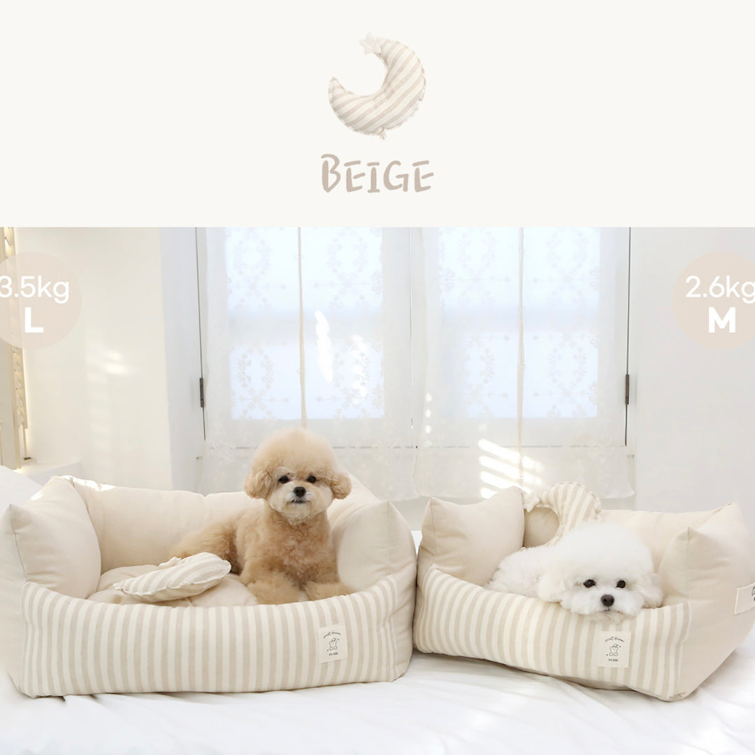 ※予約販売【ITS DOG】Basic Stripe Square Bed（Beige）