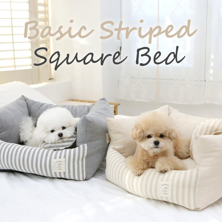 ※予約販売【ITS DOG】Basic Stripe Square Bed（Gray）