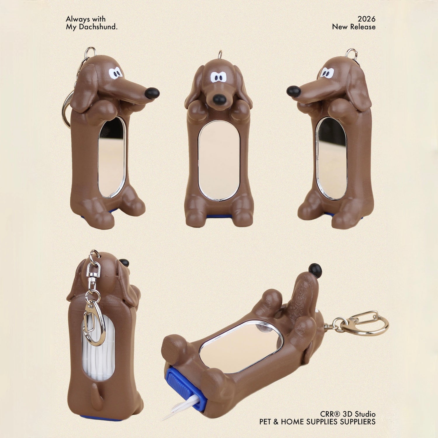 即納【CRR】Dental Care Mi-Keyring（Dachs Brown）