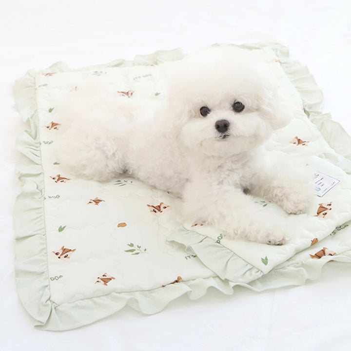 ※予約販売【ITS DOG】Rayon Cooling Squirrel Frill Mat（Green）