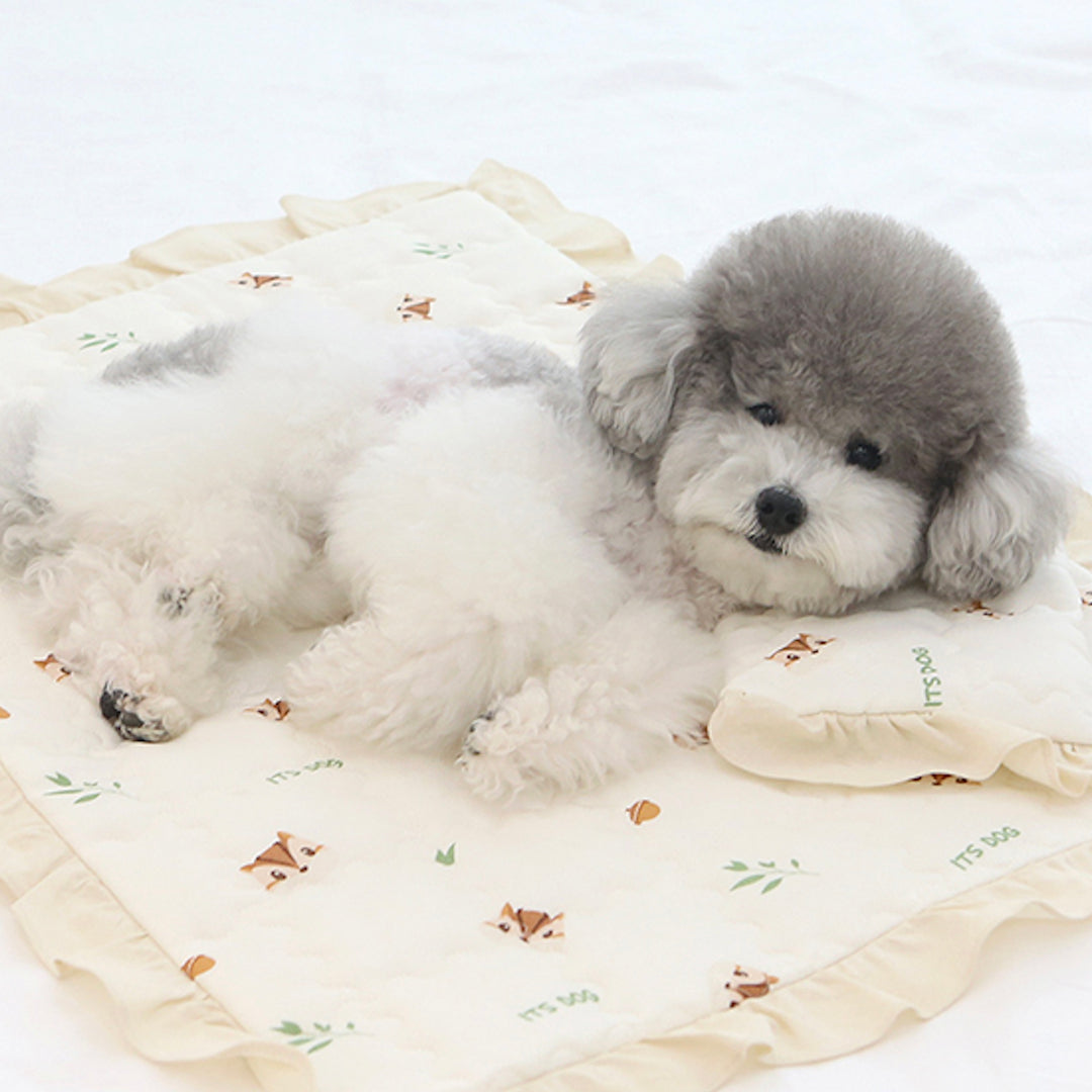 ※予約販売【ITS DOG】Rayon Cooling Squirrel Frill Mat（Ivory）
