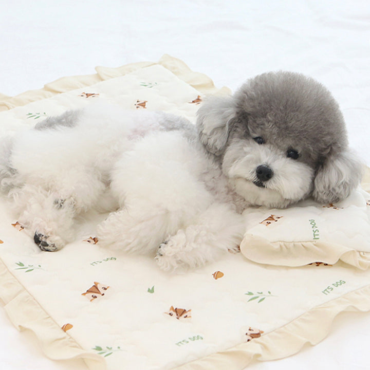 ※予約販売【ITS DOG】Rayon Cooling Squirrel Frill Mat（Ivory）