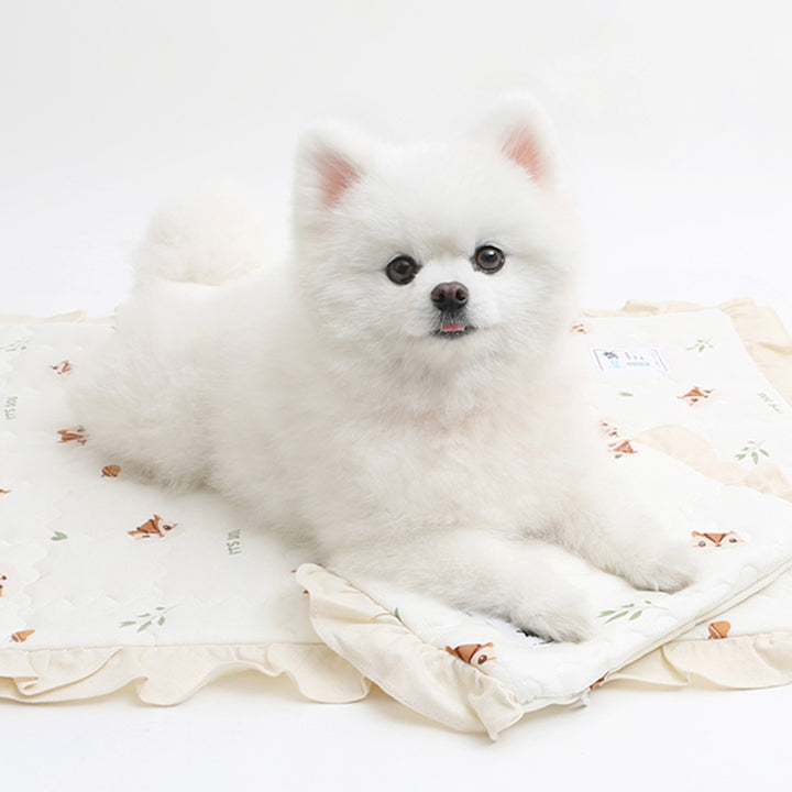 ※予約販売【ITS DOG】Rayon Cooling Squirrel Frill Mat（Ivory）