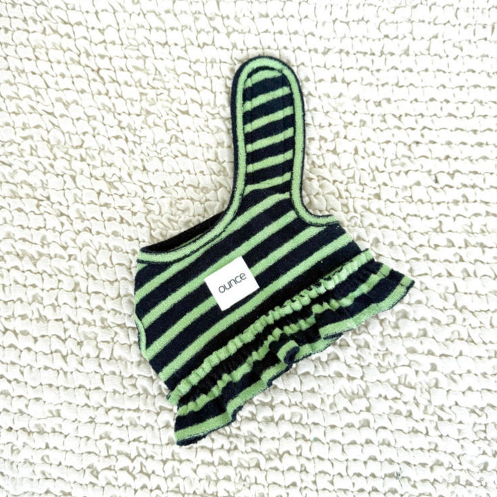 ※予約販売【OUNCE】Terry Stripe Cool Frill Harness（Green）｜犬用ハーネス