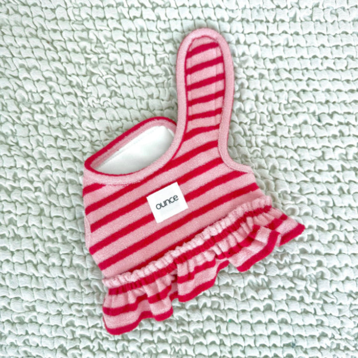 ※予約販売【OUNCE】Terry Stripe Cool Frill Harness（Pink）｜犬用ハーネス