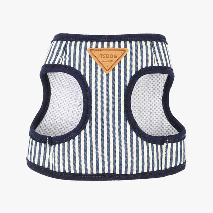 ※予約販売【ITS DOG】Denim vest harness（Stripe）｜犬用ハーネス