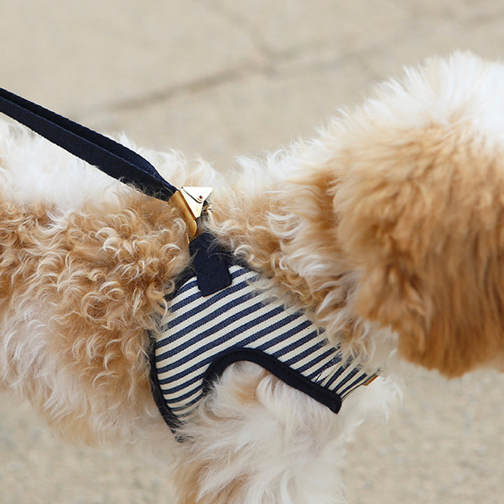 ※予約販売【ITS DOG】Denim vest harness（Stripe）｜犬用ハーネス