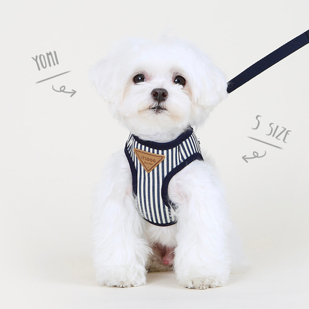 ※予約販売【ITS DOG】Denim vest harness（Stripe）｜犬用ハーネス