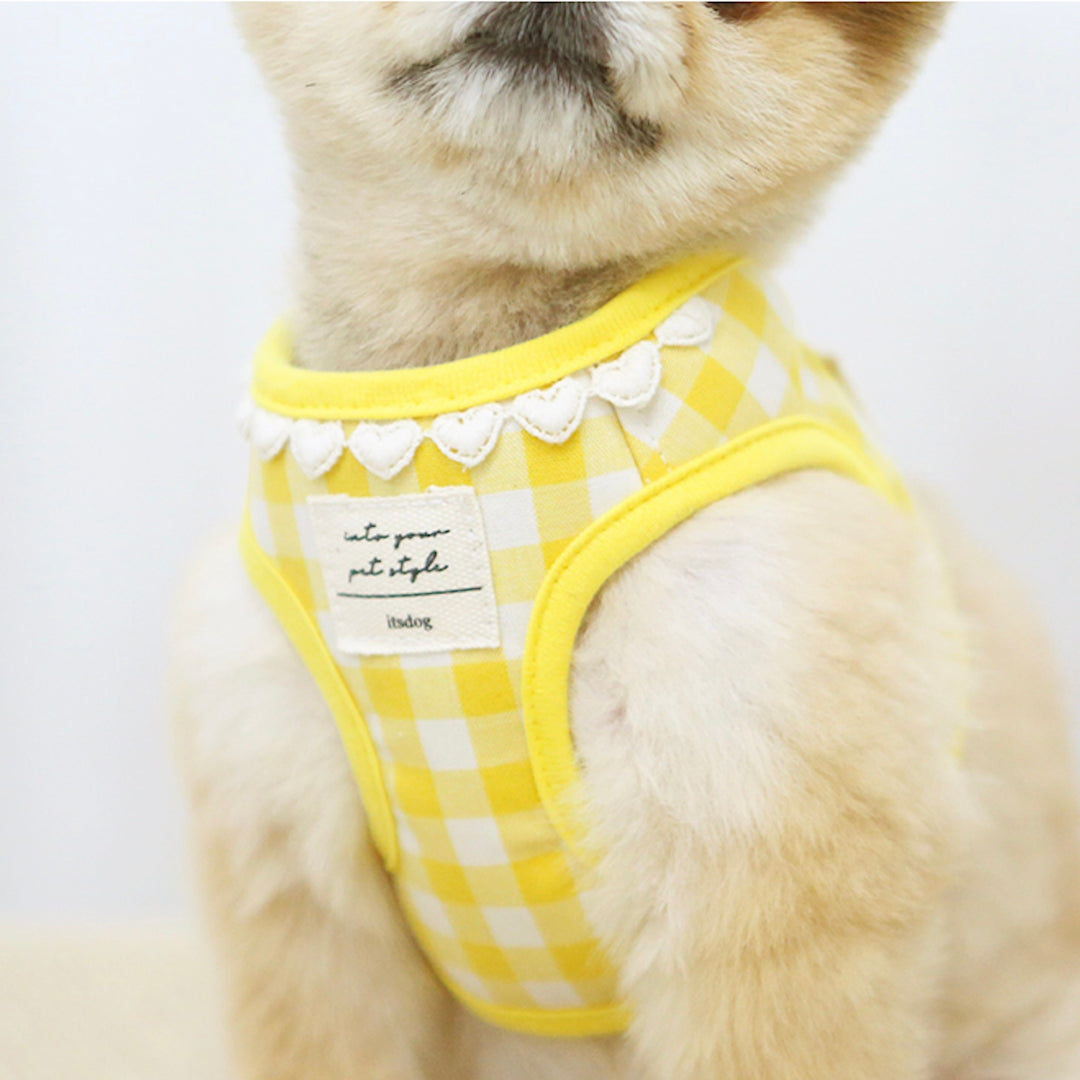 ※予約販売【ITS DOG】Heart check harness（Yellow）｜犬用ハーネス
