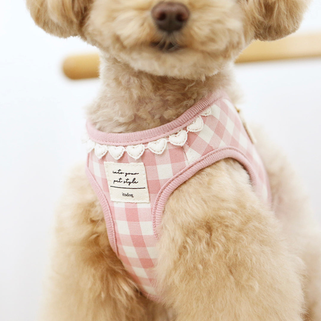 ※予約販売【ITS DOG】Heart check harness（Pink）｜犬用ハーネス