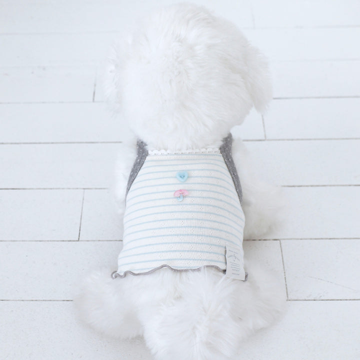 ※予約販売【near by us】Pinter Button Crop Top（Blue）