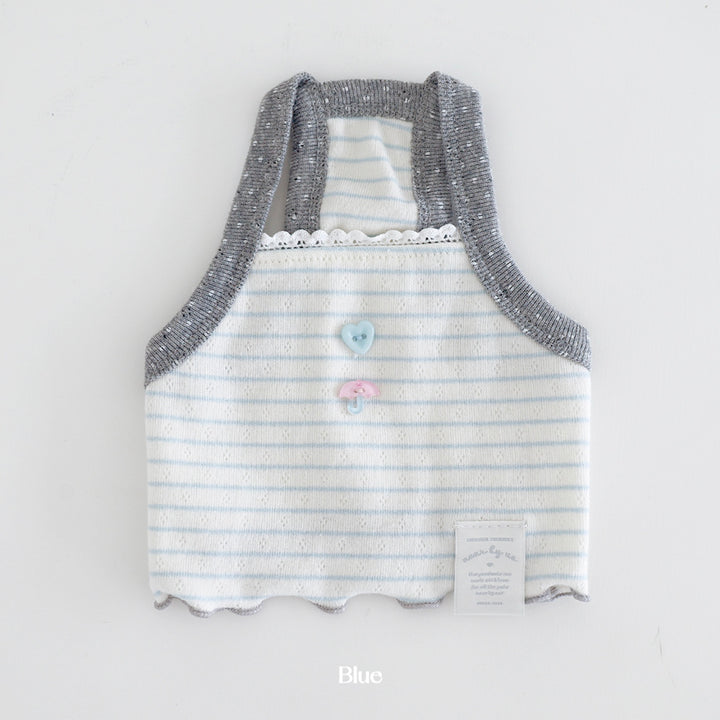 ※予約販売【near by us】Pinter Button Crop Top（Blue）