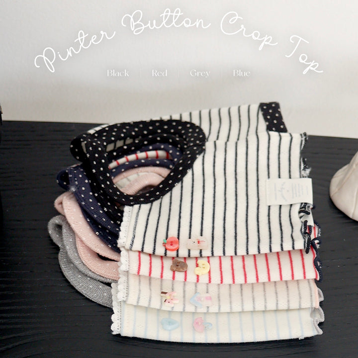 ※予約販売【near by us】Pinter Button Crop Top（Black）