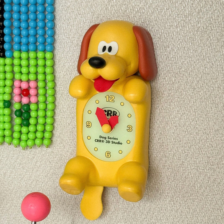 ※予約販売【CRR】Shaketail Out the Tongue Mini Wall Clock（Yellow Dog）