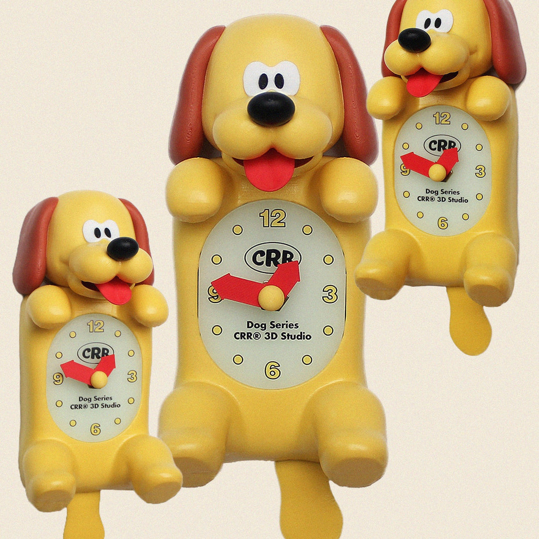 ※予約販売【CRR】Shaketail Out the Tongue Mini Wall Clock（Yellow Dog）