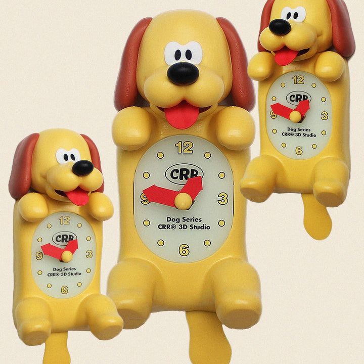 ※予約販売【CRR】Shaketail Out the Tongue Mini Wall Clock（Yellow Dog）