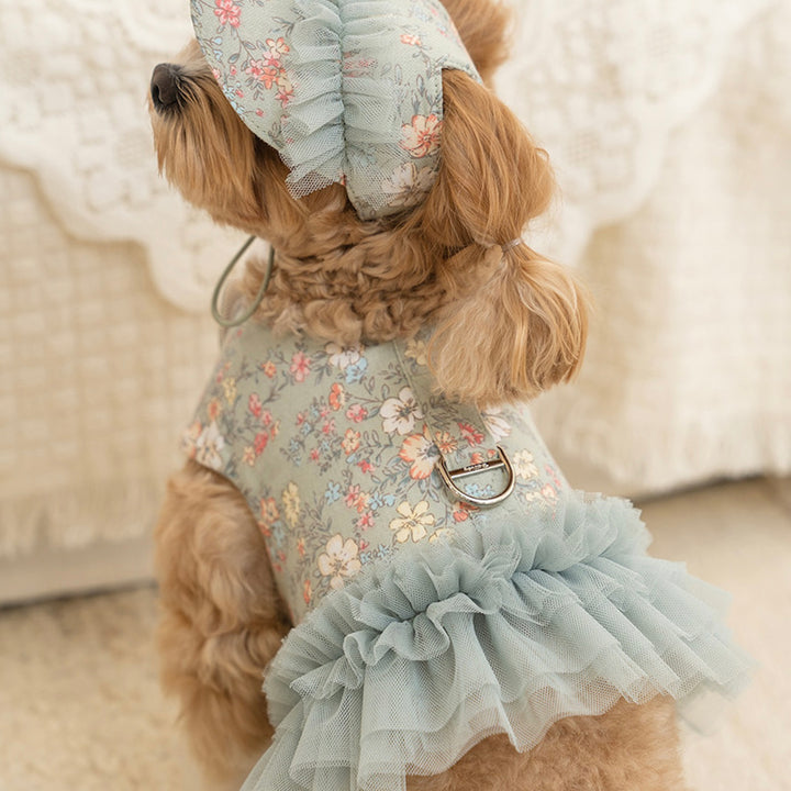 ※予約販売【Bailey】Evelyn Flower Harness - Leash set（Khaki）｜犬用ハーネス