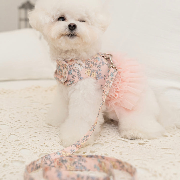※予約販売【Bailey】Evelyn Flower Harness - Leash set（Khaki）｜犬用ハーネス