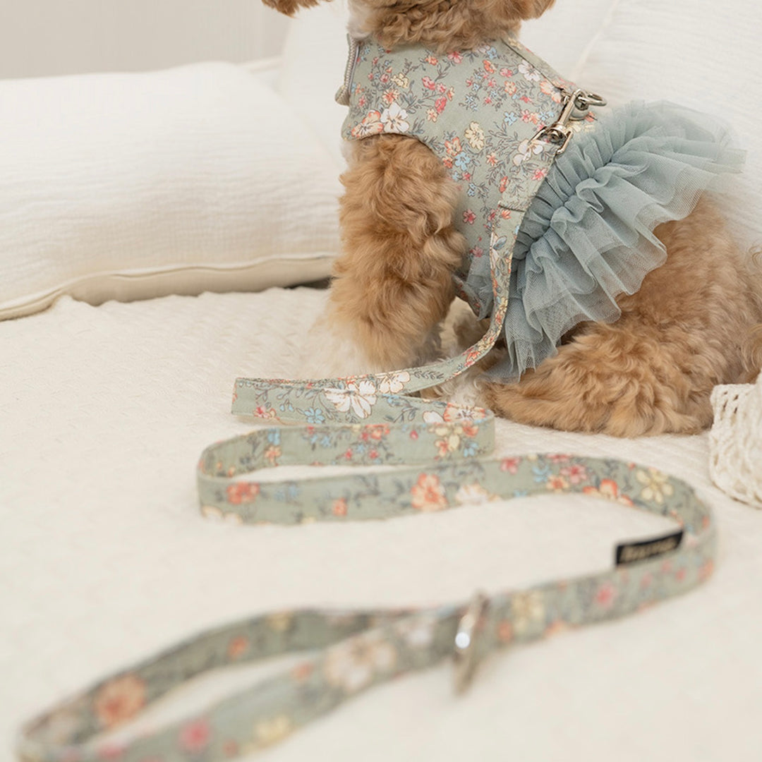 ※予約販売【Bailey】Evelyn Flower Harness - Leash set（Khaki）｜犬用ハーネス