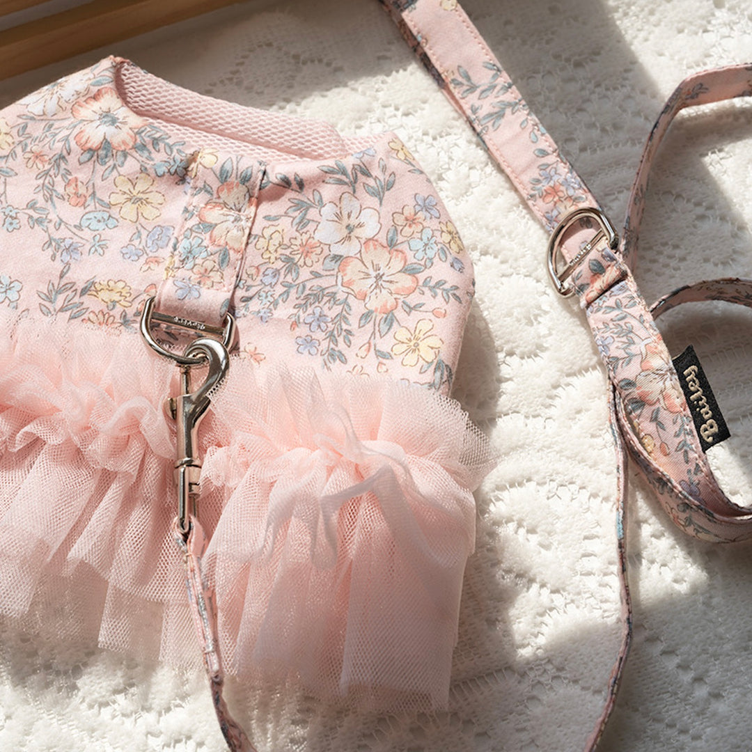 ※予約販売【Bailey】Evelyn Flower Harness - Leash set（Khaki）｜犬用ハーネス