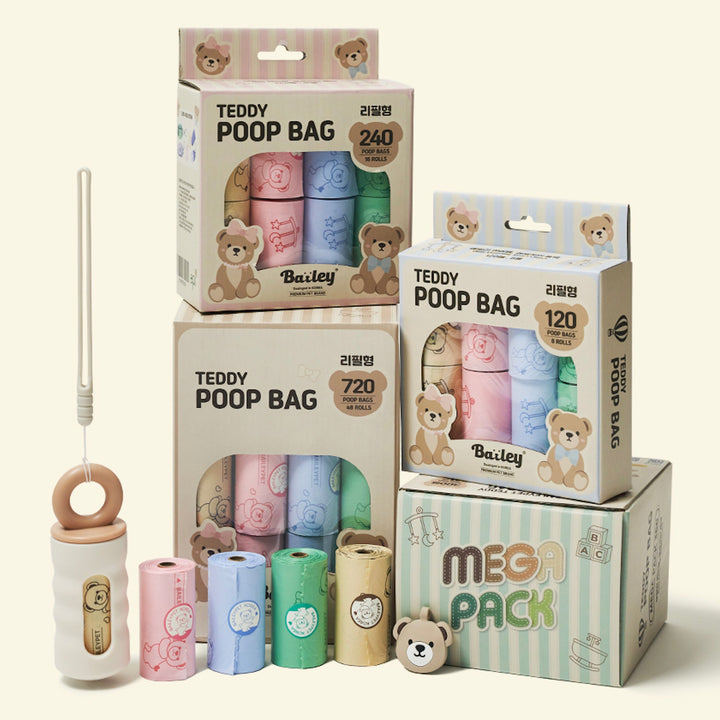 ※予約販売【Bailey】Teddy Poop Bag - 16ロール（240枚）