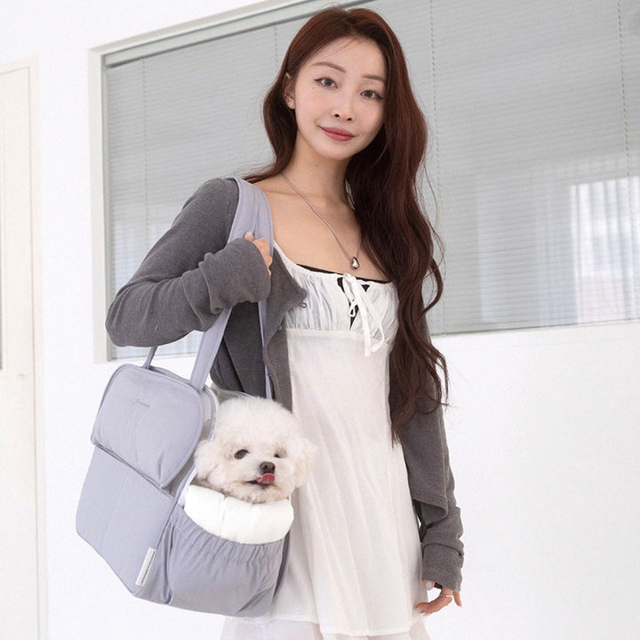※予約販売【a tous moments】Frou Frou Bag - Dusty Sky（Cushion + Shoulder Pad Set）｜犬用バッグ