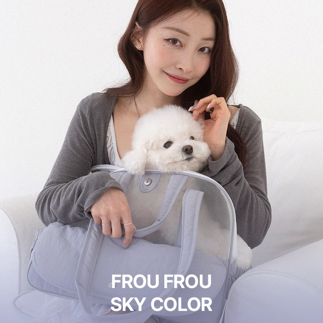 ※予約販売【a tous moments】Frou Frou Bag - Dusty Sky（Cushion + Shoulder Pad Set）｜犬用バッグ