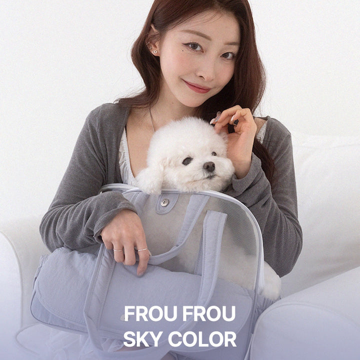 ※予約販売【a tous moments】Frou Frou Bag - Dusty Sky（Cushion + Shoulder Pad Set）｜犬用バッグ