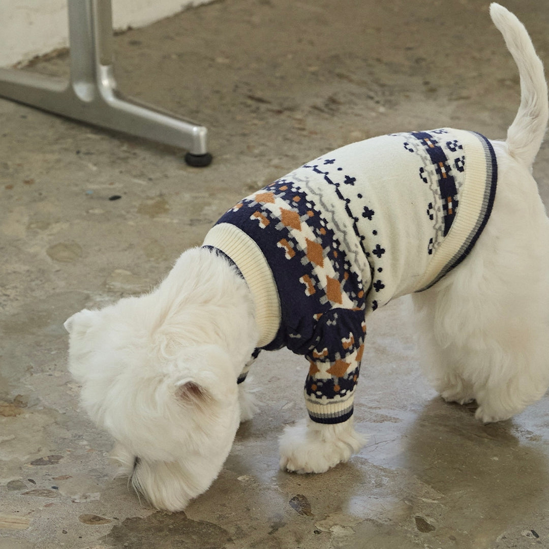 ※予約販売【andblank】andblank × URAGO Jaquard Nordic Knit（Ivory）