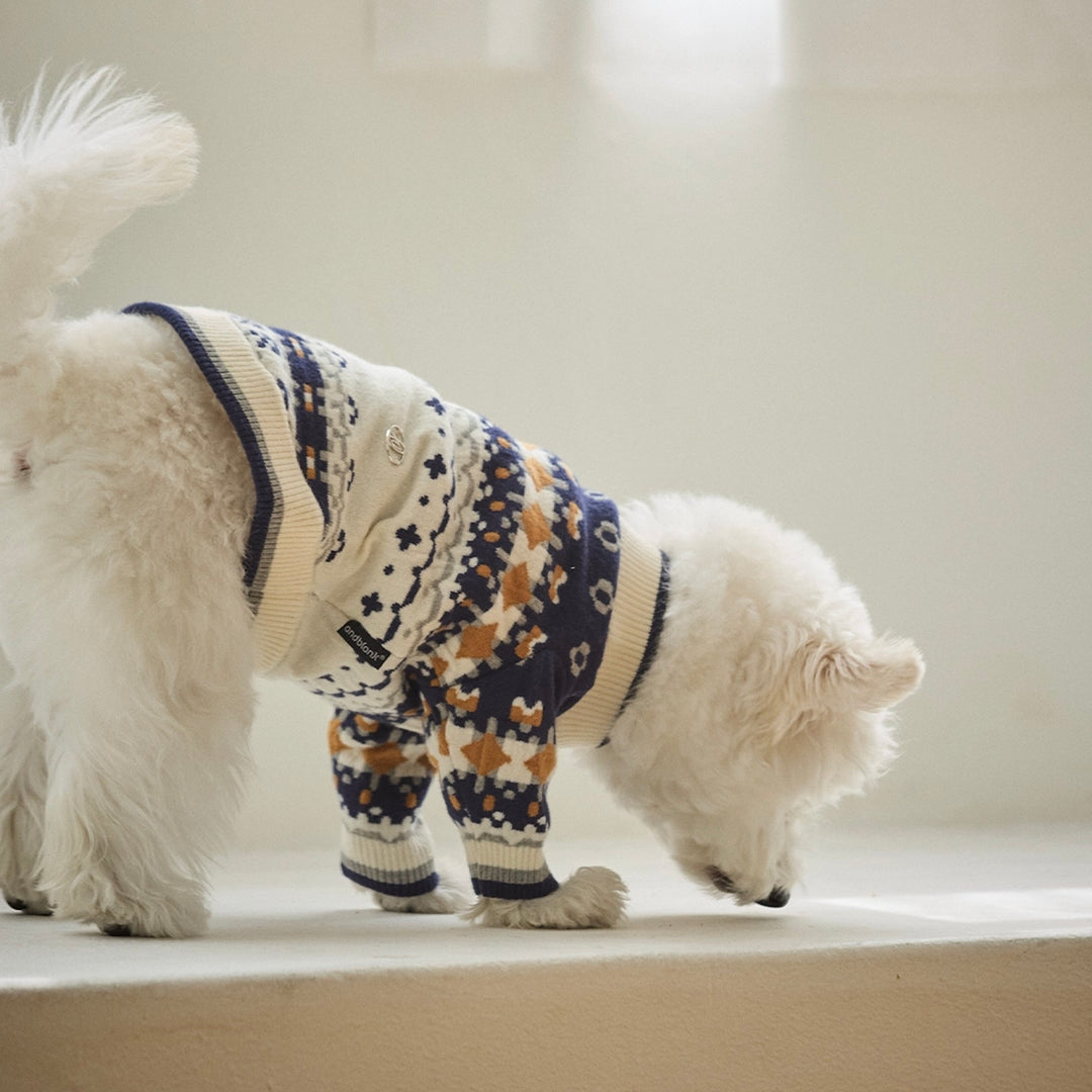 ※予約販売【andblank】andblank × URAGO Jaquard Nordic Knit（Ivory）