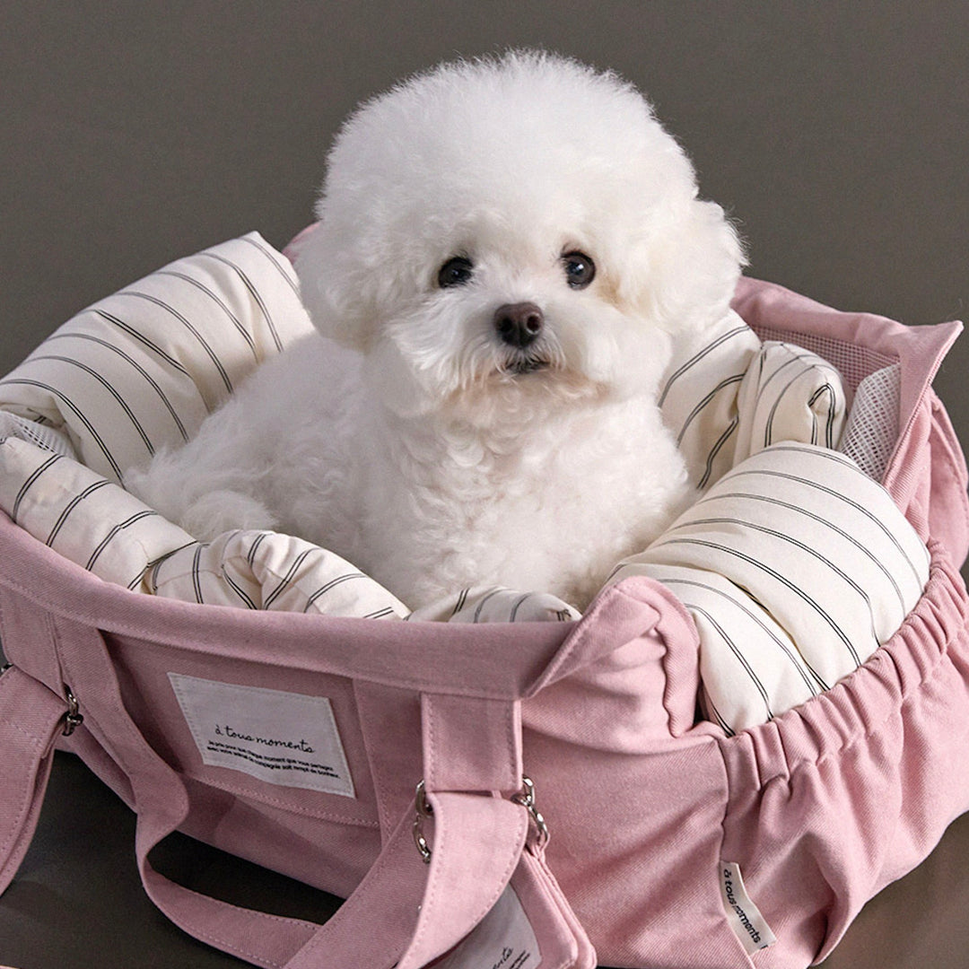 ※予約販売【a tous moments】Partir bag - Powder Pink（Cushion + Shoulder Pad Set）｜犬用バッグ