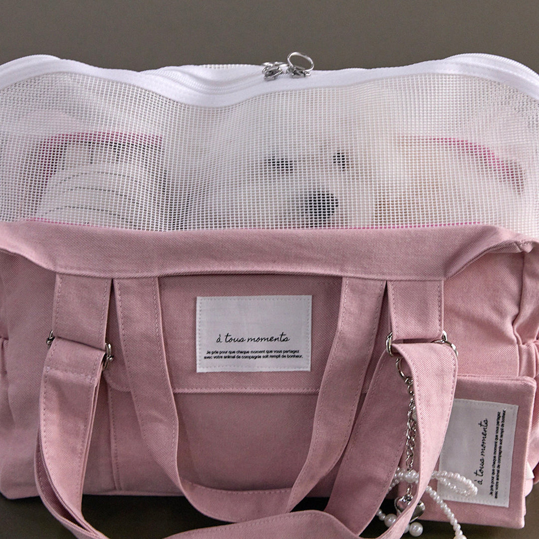 ※予約販売【a tous moments】Partir bag - Powder Pink（Cushion + Shoulder Pad Set）｜犬用バッグ