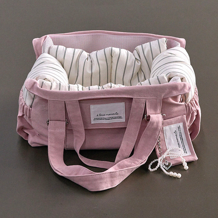 ※予約販売【a tous moments】Partir bag - Powder Pink（Cushion + Shoulder Pad Set）｜犬用バッグ