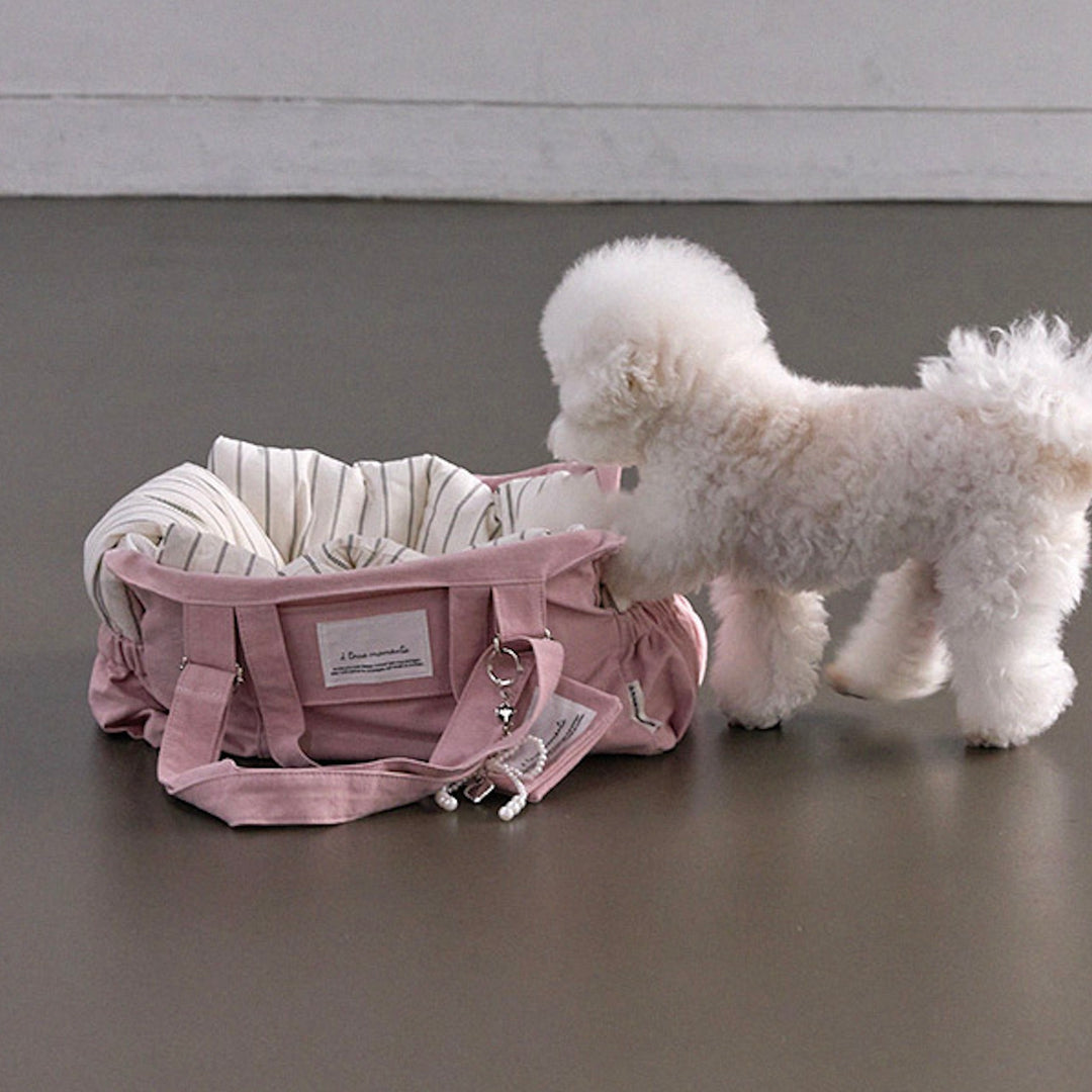 ※予約販売【a tous moments】Partir bag - Powder Pink（Cushion + Shoulder Pad Set）｜犬用バッグ