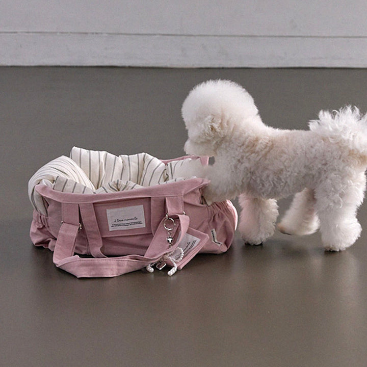 ※予約販売【a tous moments】Partir bag - Powder Pink（Cushion + Shoulder Pad Set）｜犬用バッグ