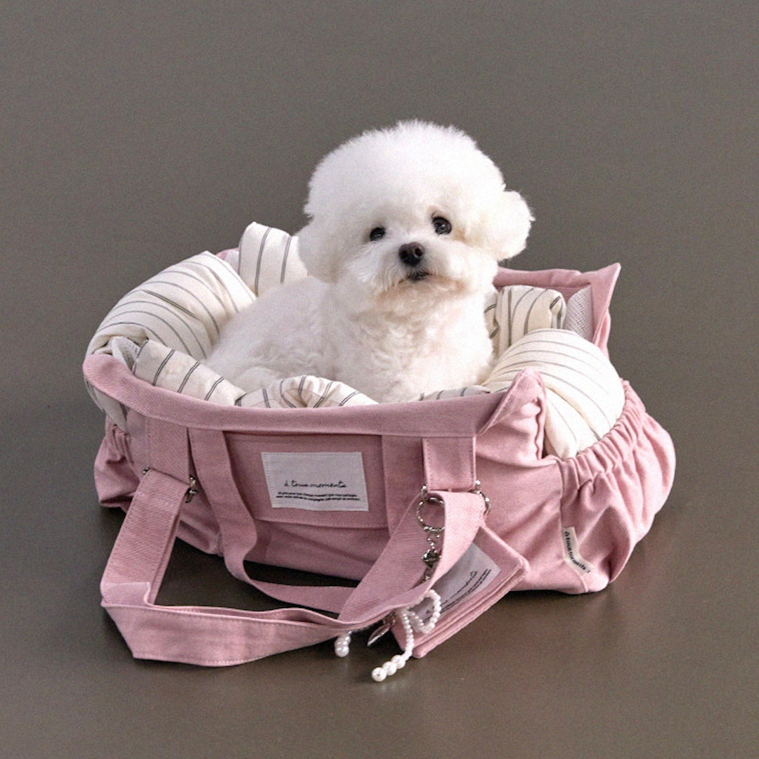 ※予約販売【a tous moments】Partir bag - Powder Pink（Cushion + Shoulder Pad Set）｜犬用バッグ