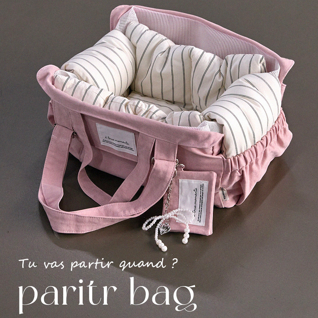 ※予約販売【a tous moments】Partir bag - Powder Pink（Cushion + Shoulder Pad Set）｜犬用バッグ